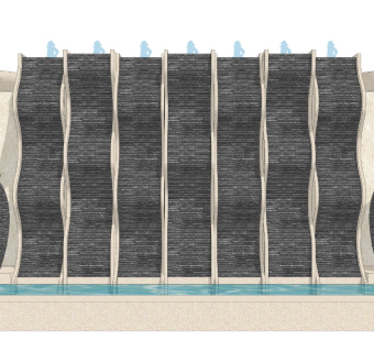 简欧景墙 水幕墙 流水喷泉